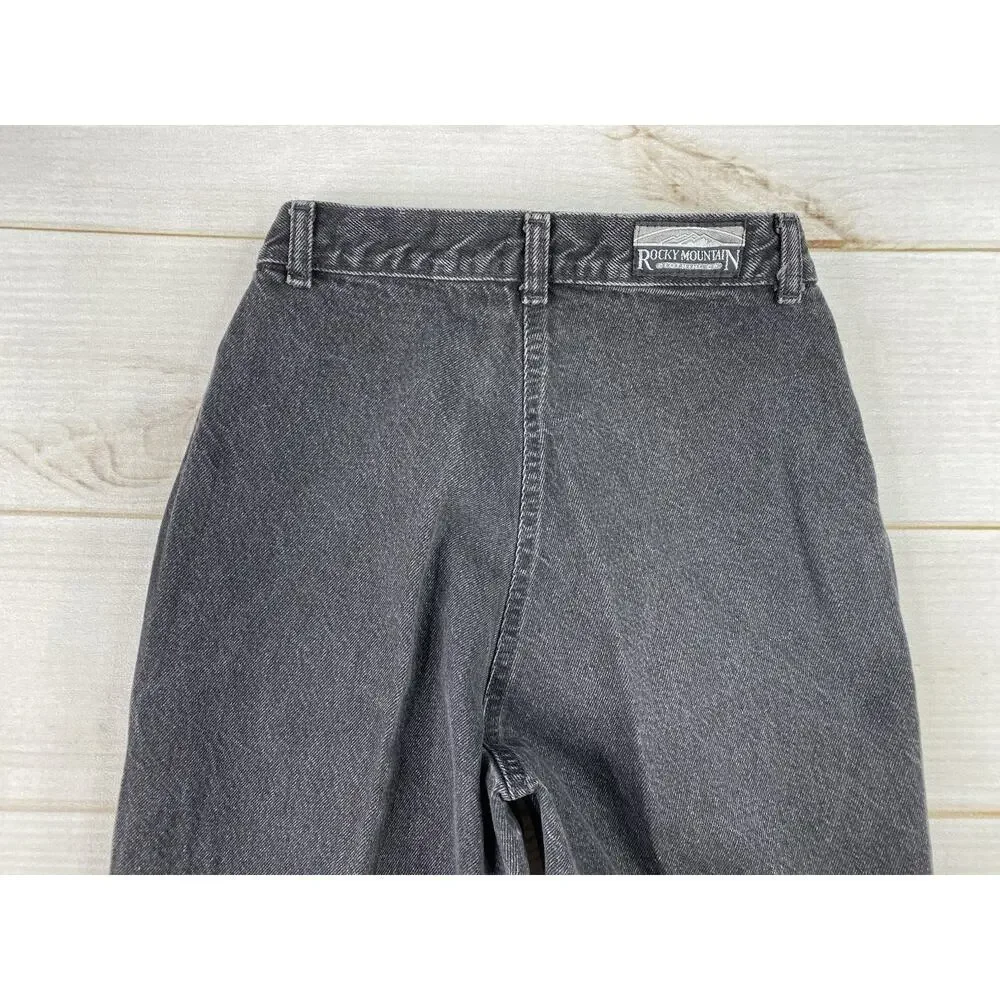 Vtg Rockies Jeans 27/5 Black/Charcoal Western Leather Detail USA Made 90s